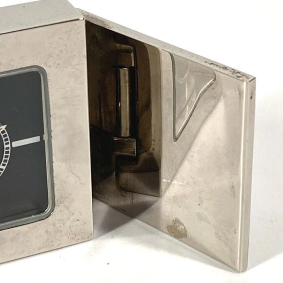 GUCCI REF0840 Logo Travel Watch Watch Interior Table clock SS Silver - Picture 6 of 16